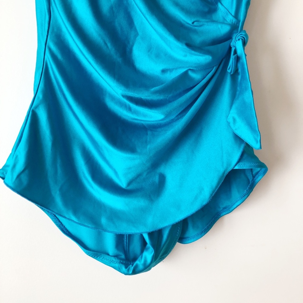 Vintage Pinup One Piece Teal Swimsuit size 10 - Picture 4 of 7